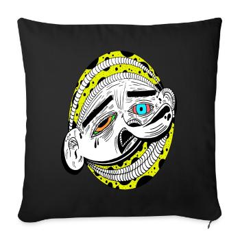 chemise cadeau art visage abstrait - Housse de coussin décorative 45 x 45 cm - noir - Devant