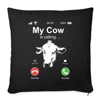 Ma vache appelle le t-shirt animalier - Housse de coussin décorative 45 x 45 cm - noir - Devant