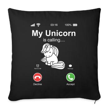 Unicorn fait appel à un cadeau arc-en-ciel - Housse de coussin décorative 45 x 45 cm - noir - Devant