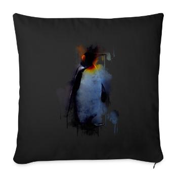 Chemise de cadeau pingouin Kingfisher - Housse de coussin décorative 45 x 45 cm - noir - Devant