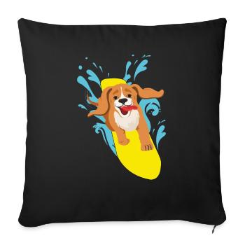 Surf Dog Dog Cocker Spaniel Surfer cadeau de surf - Housse de coussin décorative 45 x 45 cm - noir - Devant