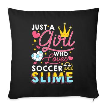 Football et slime cadeau football féminin - Housse de coussin décorative 45 x 45 cm - noir - Devant