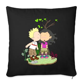 Love couple kiss gift shirt - Sofa pillowcase 17,3'' x 17,3'' (45 x 45 cm) - black - Front