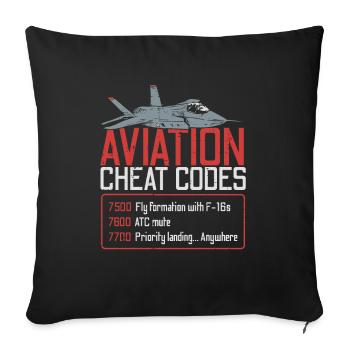 Aviation Cheats Airplane Jet Gift Fly - Sofa pillowcase 17,3'' x 17,3'' (45 x 45 cm) - black - Front
