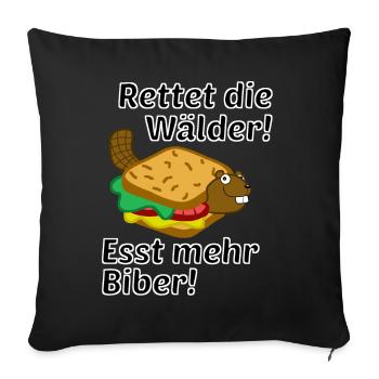 Sauvez les forêts ! Plus de castors ! - Housse de coussin décorative 45 x 45 cm - noir - Devant