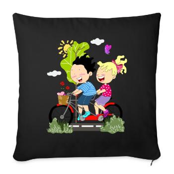 Chemise cadeau couple vélo - Housse de coussin décorative 45 x 45 cm - noir - Devant