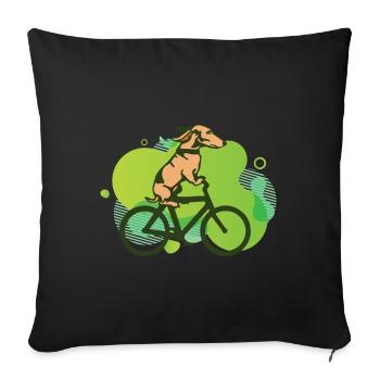 chien cool drôle en vélo - Housse de coussin décorative 45 x 45 cm - noir - Devant