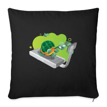tortue magique sur tapis roulant - Housse de coussin décorative 45 x 45 cm - noir - Devant