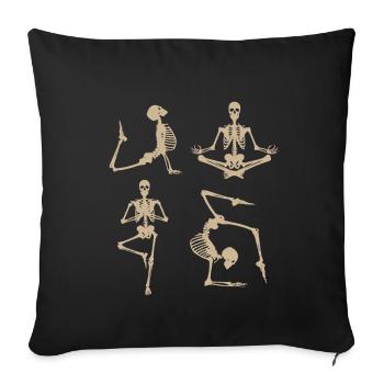 dessins de squelette de yoga cool - Housse de coussin décorative 45 x 45 cm - noir - Devant