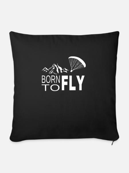 Paragliding, mountains - Sofa pillowcase 17,3'' x 17,3'' (45 x 45 cm) - black