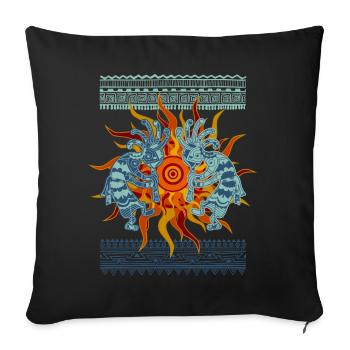 Native American Kokopelli Musicans - Sun Border 1 - Sofakissenbezug 45 x 45 cm - Schwarz - Vorne