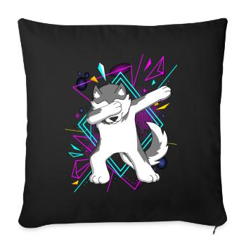 Dab Dabbing Husky Dog Chien Danse Tendance Cadeau - Housse de coussin décorative 45 x 45 cm - noir - Devant
