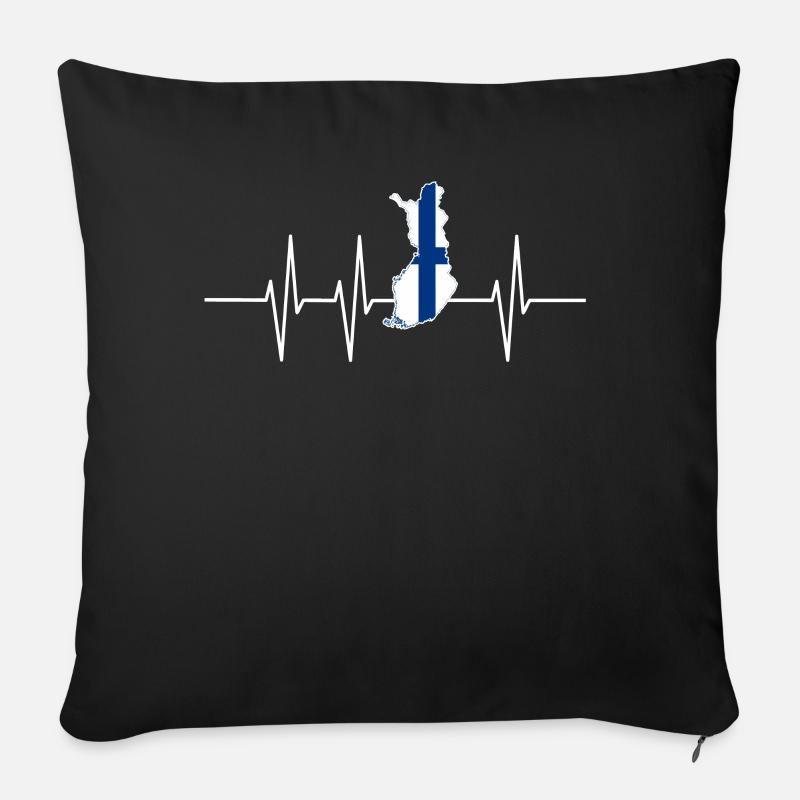 Heartbeat Finland gift home flag pulse - Sofa pillowcase 17,3'' x 17,3'' (45 x 45 cm) - black