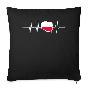 Drapeau de la Pologne cadeau Home battement de coeur Patriot - Housse de coussin décorative 45 x 45 cm - noir - Devant