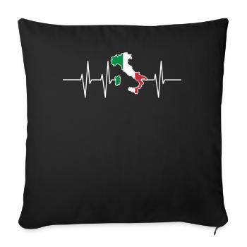 Heartbeat Italy Gift Patriot Home Pulse - Sofa pillowcase 17,3'' x 17,3'' (45 x 45 cm) - black - Front