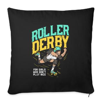 Rollerskating derby gift roller skate sport retro - Sofa pillowcase 17,3'' x 17,3'' (45 x 45 cm) - black - Front