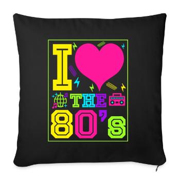 J'adore le cadeau années 80 rétro des années 80 - Housse de coussin décorative 45 x 45 cm - noir - Devant