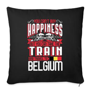 Train pour le train de vacances en Belgique - Housse de coussin décorative 45 x 45 cm - noir - Devant