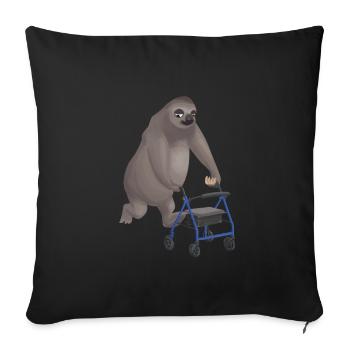 Faultier Rollator Faulpelz Rentner Geschenk - Sofakissenbezug 45 x 45 cm - Schwarz - Vorne