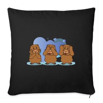 cochons de capybara - Housse de coussin décorative 45 x 45 cm - noir - Devant