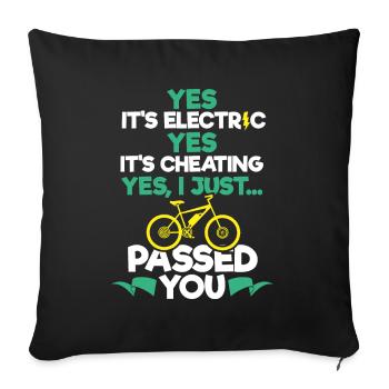 Cadeau E-Bike Bike Humour VTT Electricité - Housse de coussin décorative 45 x 45 cm - noir - Devant