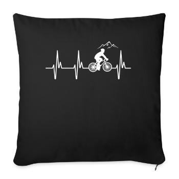 Funny Bicycle Gift MTB Road Bike Heartbeat - Sofa pillowcase 17,3'' x 17,3'' (45 x 45 cm) - black - Front