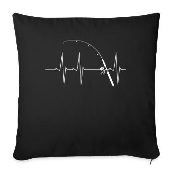 Fischen Herzschlag Geschenk Hobby Fisch Angel - Sofa pillowcase 17,3'' x 17,3'' (45 x 45 cm) - black - Front
