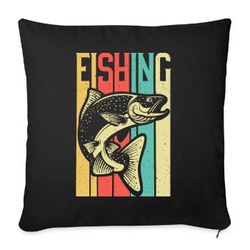 Poisson pêche pêche riviere truite retro - Housse de coussin décorative 45 x 45 cm - noir - Devant