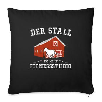 Écurie gym cheval cheval équitation cavalière - Housse de coussin décorative 45 x 45 cm - noir - Devant