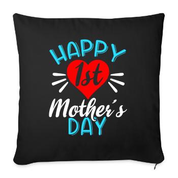 Erster Muttertag Geschenk Kinder Familie Mama - Sofakissenbezug 45 x 45 cm - Schwarz - Vorne