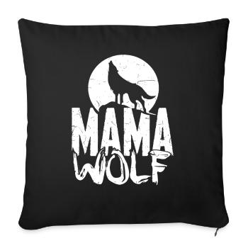 Mama Wolf Geschenk Familie Muttertag Kinder - Sofakissenbezug 45 x 45 cm - Schwarz - Vorne