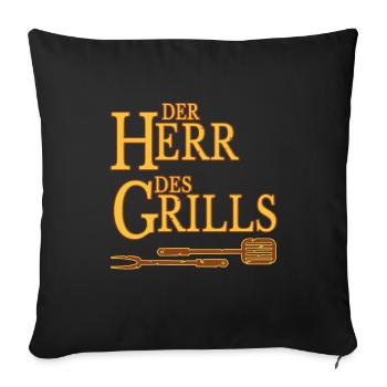 Der Herr des Grills Grillen BBQ Maenner - Sofakissenbezug 45 x 45 cm - Schwarz - Vorne