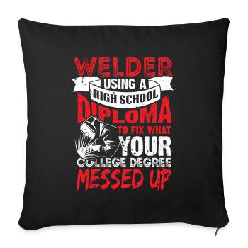 Welding Welding Welding Welding Diploma - Sofa pillowcase 17,3'' x 17,3'' (45 x 45 cm) - black - Front