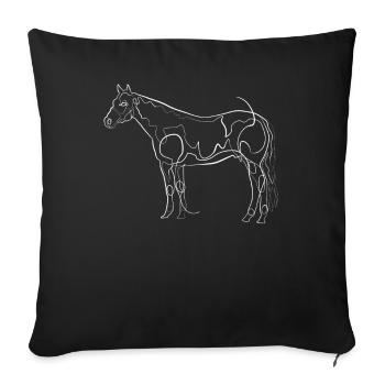 Horse riding - one line drawing - Sofa pillowcase 17,3'' x 17,3'' (45 x 45 cm) - black - Front