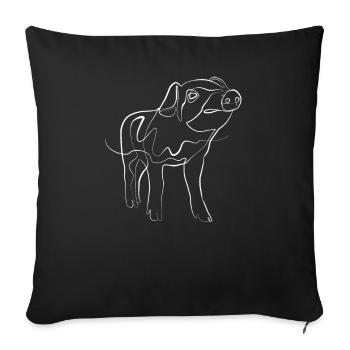 Piglet animal motif - one line drawing - Sofa pillowcase 17,3'' x 17,3'' (45 x 45 cm) - black - Front