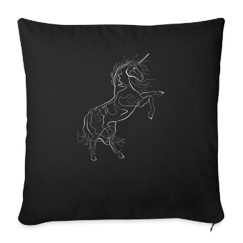 Unicorn animal motif - one line drawing - Sofa pillowcase 17,3'' x 17,3'' (45 x 45 cm) - black - Front