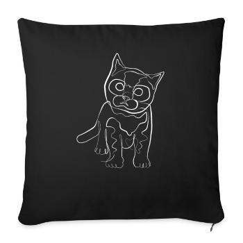 Baby cat animal motif - one line drawing - Sofa pillowcase 17,3'' x 17,3'' (45 x 45 cm) - black - Front