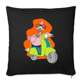 Flamingo motorcycle scooter moped gift shirt - Sofa pillowcase 17,3'' x 17,3'' (45 x 45 cm) - black - Front