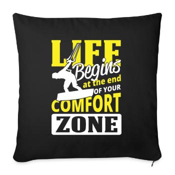 Kitesurfer Comfort Zone Kiten Kiteboard Kiter Kite - Housse de coussin décorative 45 x 45 cm - noir - Devant