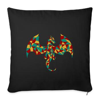 Cadeau de l'horoscope chinois Dragon géométrique - Housse de coussin décorative 45 x 45 cm - noir - Devant