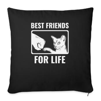 Cat Best Friend Forever Gift - Sofa pillowcase 17,3'' x 17,3'' (45 x 45 cm) - black - Front