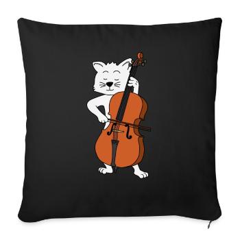 Katze Cello Spielen Kätzchen Musik Liebe Geschenk - Sofakissenbezug 45 x 45 cm - Schwarz - Vorne