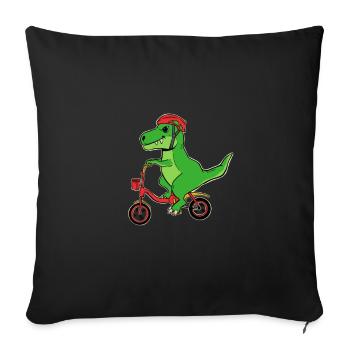 Dino bike gift shirt - Sofa pillowcase 17,3'' x 17,3'' (45 x 45 cm) - black - Front