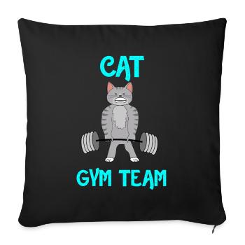 katzen fitness gym Geschenk Tshirt - Sofakissenbezug 45 x 45 cm - Schwarz - Vorne