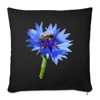 The blue cornflowers magically attract bees - Sofa pillowcase 17,3'' x 17,3'' (45 x 45 cm) - black - Front