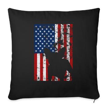 Bouledogue Français USA Drapeau Amour Cadeau - Housse de coussin décorative 45 x 45 cm - noir - Devant