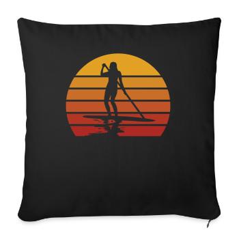 Stand Up Paddling Vintage SUP Cadeau de pagaie - Housse de coussin décorative 45 x 45 cm - noir - Devant