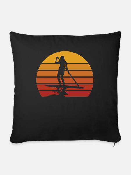 Stand Up Paddling Vintage SUP Paddeln Geschenk - Sofakissenbezug 45 x 45 cm - Schwarz