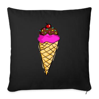 Glace dans un gaufre - Housse de coussin décorative 45 x 45 cm - noir - Devant