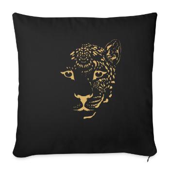 Leopard Cat Zoo Safari Africa Nature Predator - Sofa pillowcase 17,3'' x 17,3'' (45 x 45 cm) - black - Front